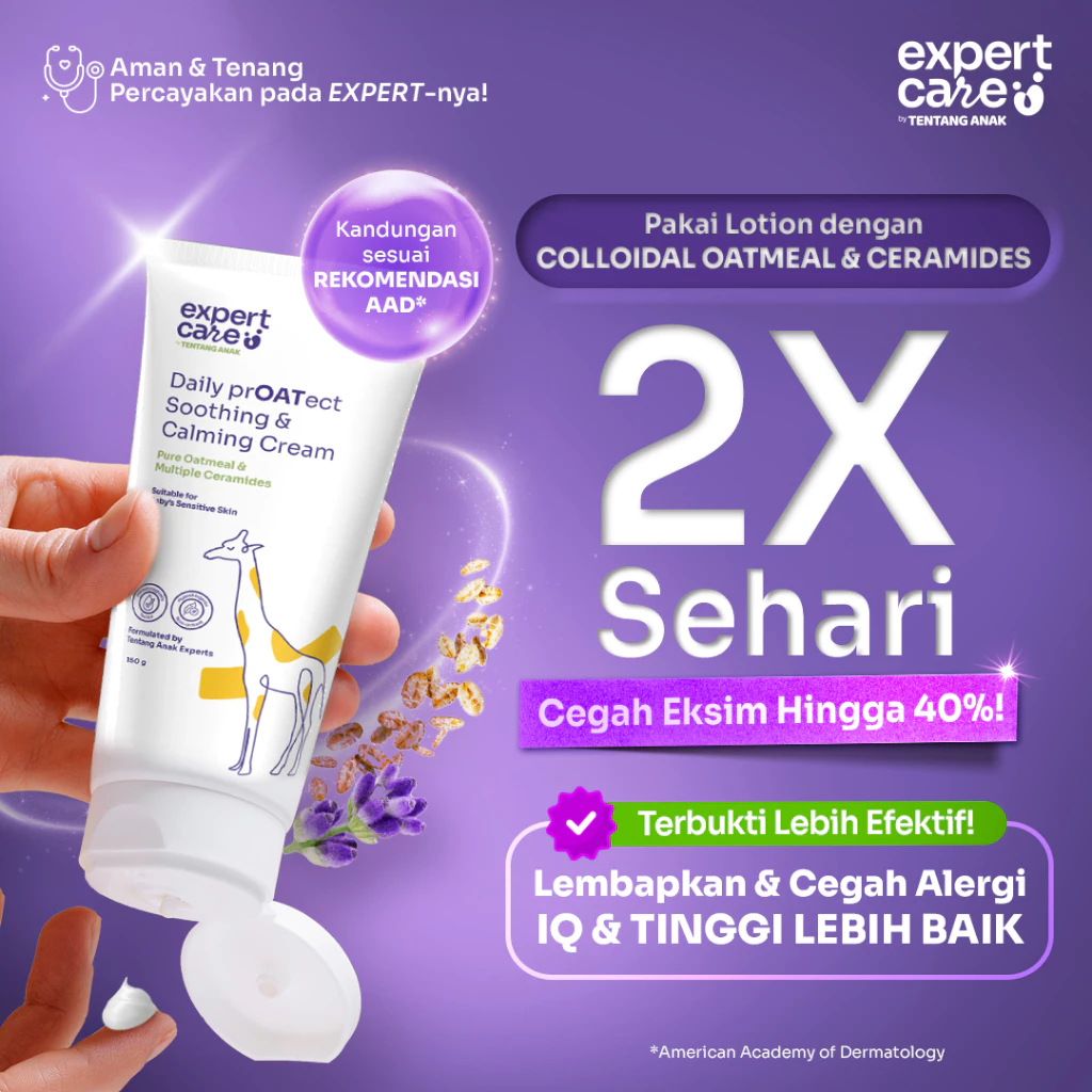 Expert Care Daily PrOATect Soothing and Calming Cream Face & Body Lotion | Moisturizer / Krim Pelembap Anak Bayi Kulit Sensitif