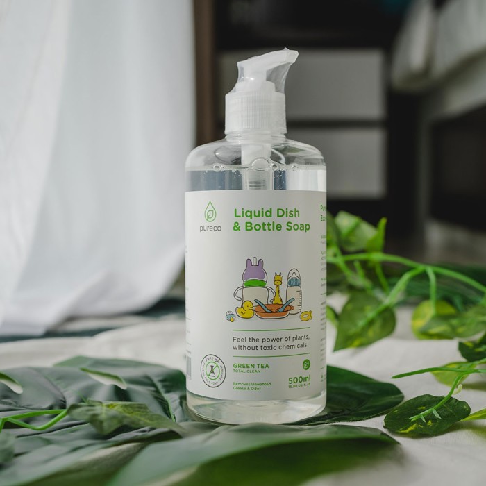Pureco Liquid Dish and Bottle Soap / Sabun Cuci Botol Bayi Non Toxic Plant Based Travel Size Home Size Refill Pouch