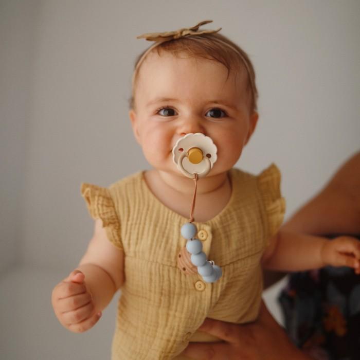 FRIGG Daisy Color Block Natural Rubber Pacifier 0-6M / Empeng Bayi