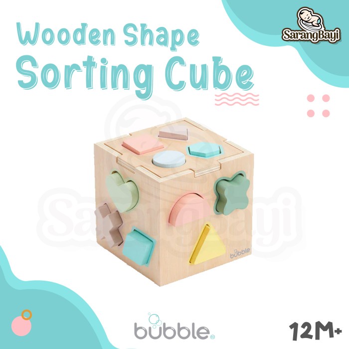 Bubble Wooden Shape Sorting Cube / Mainan Edukasi Montessori Anak