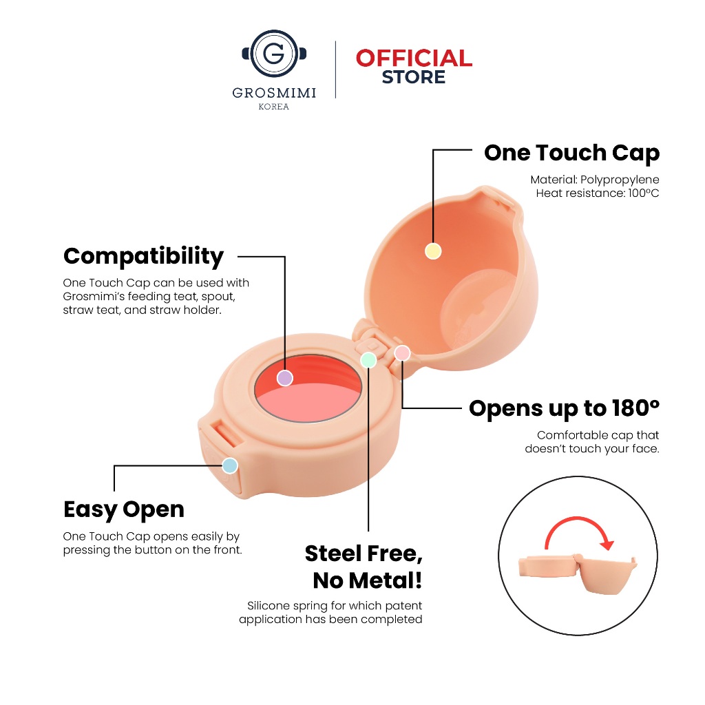 Grosmimi One Touch Cap / Tutup Botol
