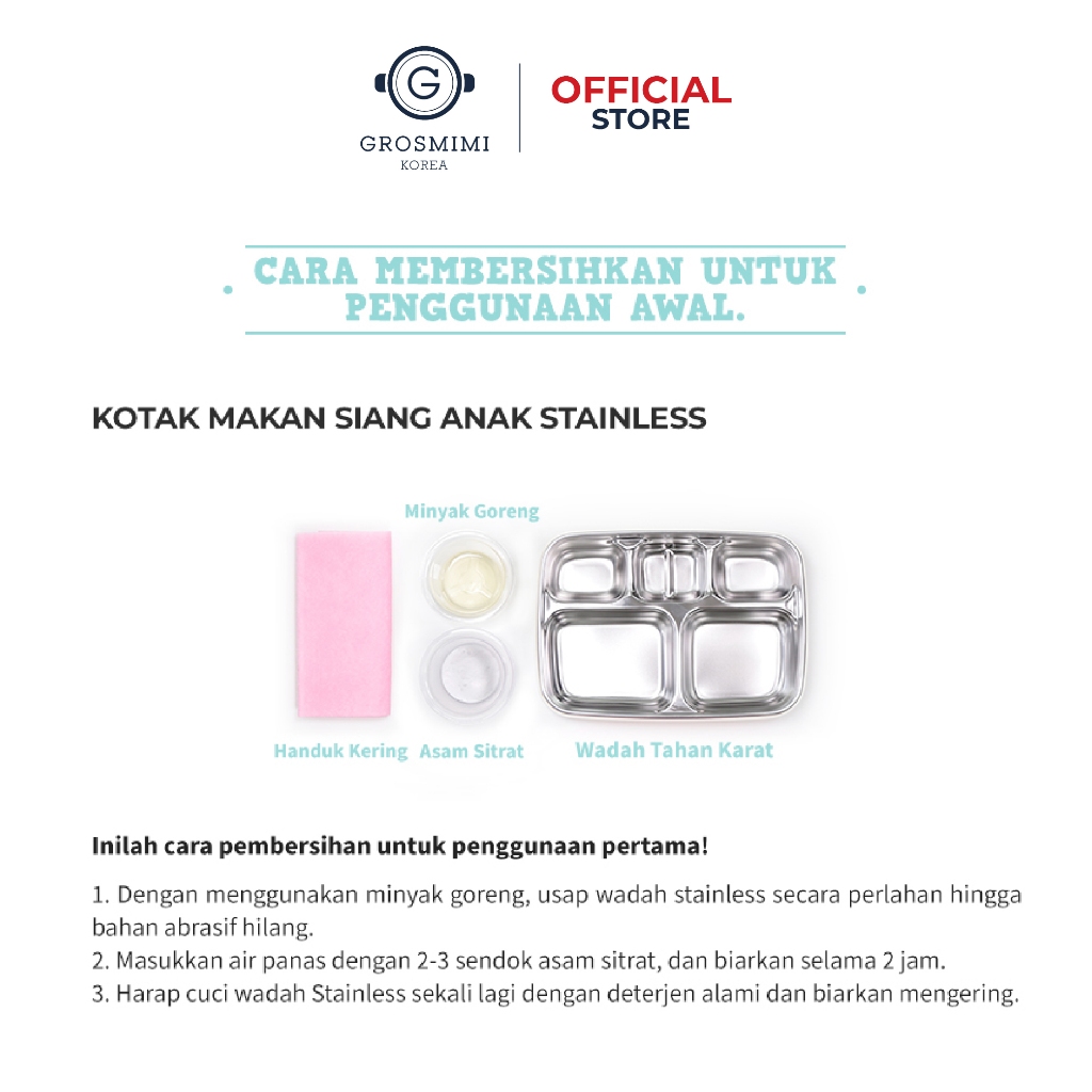 Grosmimi Stainless Kiddie Lunch Box / Kotak Bekal Makan Anak