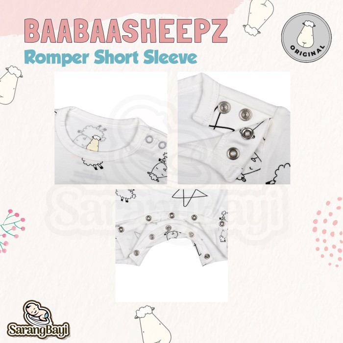Baabaasheepz Bamboo Romper Short Sleeve / Jumper Jumpsuit Baju Tidur Bayi