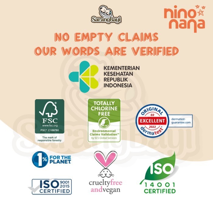 Nino Nana Premium Eco Baby Diapers Chlorine Free / Popok Bayi