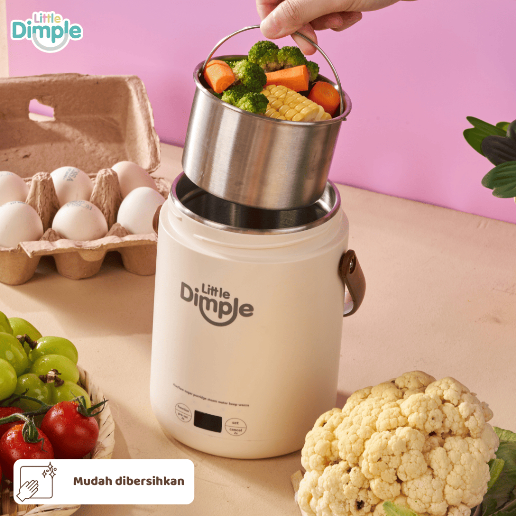 Little Dimple Mini Portable Cooker MEC 838 / Alat Masak Multifungsi Mpasi Bayi | Multicooker Cooker Mini / Electric Kettle / Electric Steamer / Insulated Food Jar / Low Sugar Rice Cooker