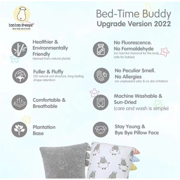 Baabaasheepz Bed Time Buddy Jumbo / Bantal Bayi | Classic Grey Cute Collection Sweet Dreams Goodnight Baa Baa In The Universe Japanese Dessert Snoopy Peanuts