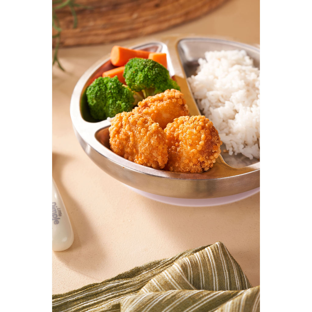 Little Dimple Pure Series Stainless Steel SUS304 Divided Suction Plate / Suction Bowl | Peralatan Makan Piring Sekat / Mangkok Anak Bayi Mpasi