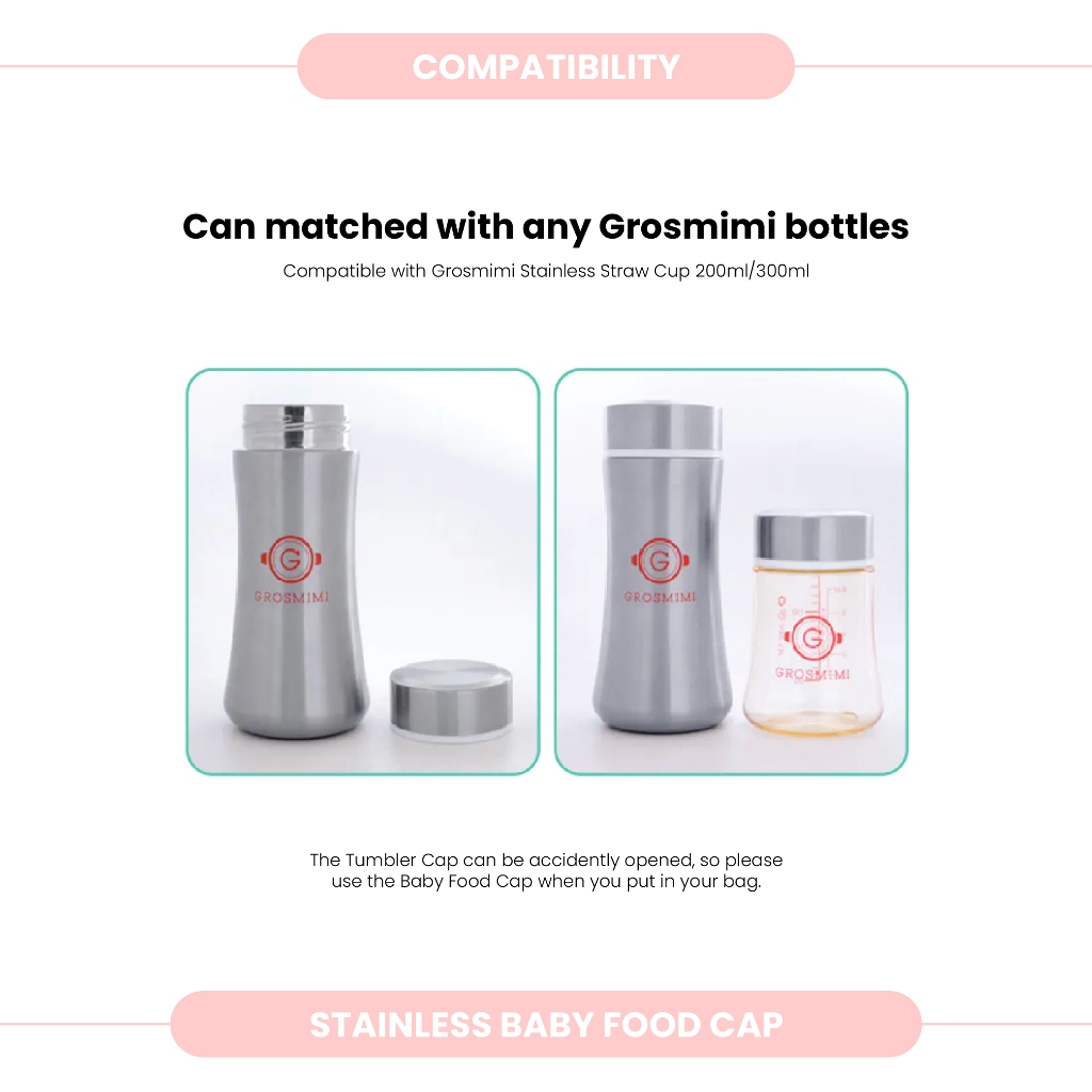 Grosmimi Stainless Baby Food Cap / Tutup Botol Stainless